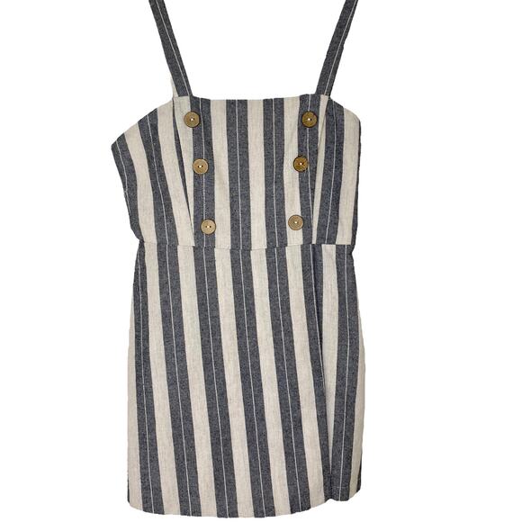Pull & Bear Striped Romper With Buttons Blue and White Women's Size Small - Picture 1 of 10